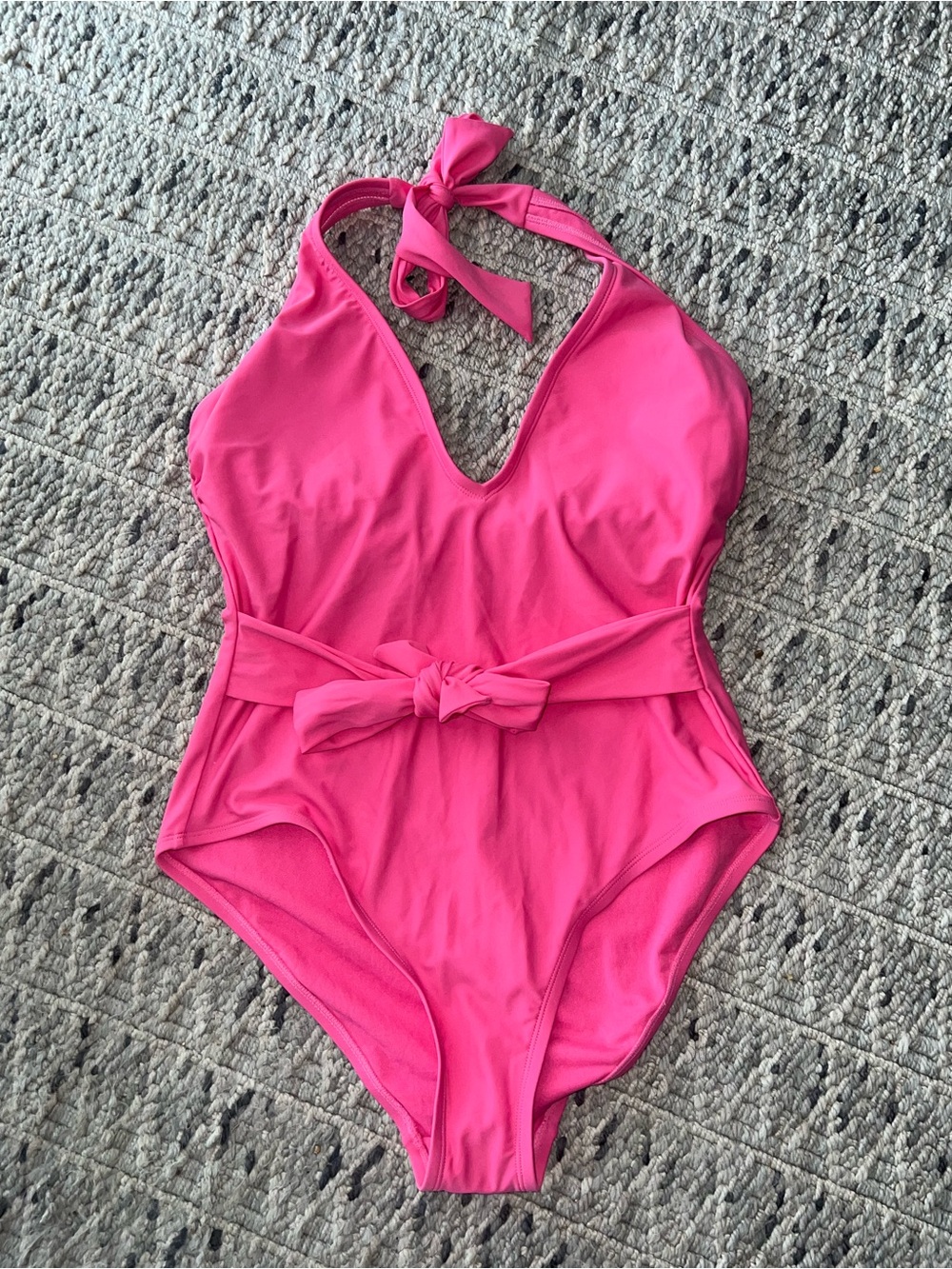 Shade & Shore Hot Pink Halter One-Piece Swimsuit with Waist Tie NWT